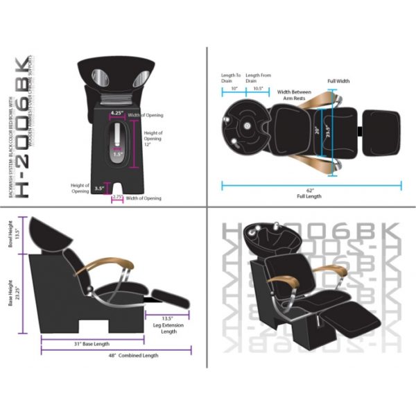 Shampoo Chair Model # SHH-2006BK (Call before you buy for shipping information and cost) - Image 2