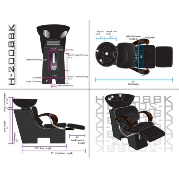 Shampoo Chair-Model # SHH-2008BK (Call before you buy for shipping information and cost) - Image 2