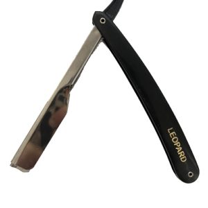 Leopard Handle Straight Edge Barber Razor Folding Shaving Knife